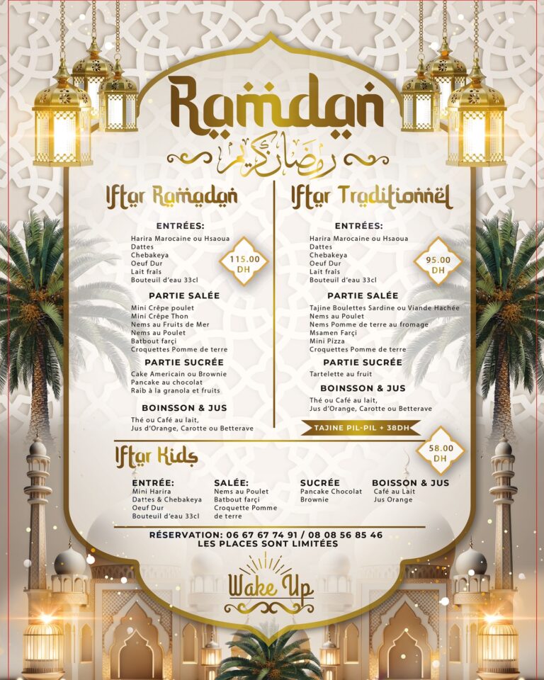 Menu Wake up Agadir  March 2024 230001-310700