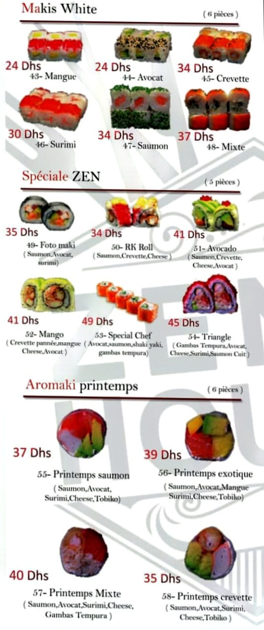 MENU Zen House Settat 2024 Les meilleurs Restaurants à Settat EAT.MA